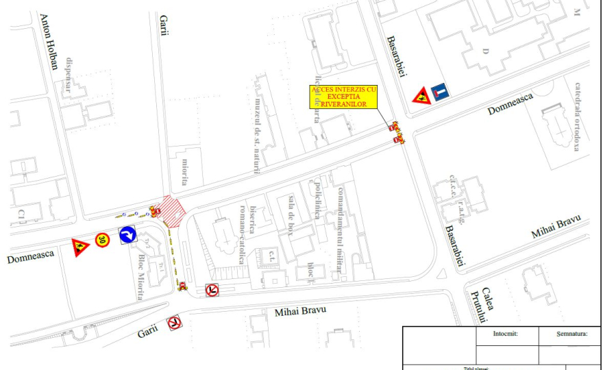 Se închide intersecția străzilor Domnească cu Gării